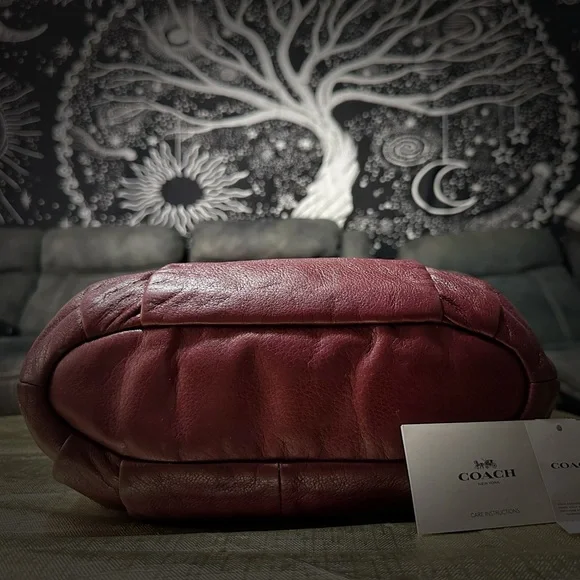 Vintage Y2K Coach tote bag dark red Maroon Leather Satchel with Gold Accents - Picture 15 of 17